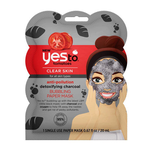 Yes To Tomatoes Anti Pollution Detoxifying Charcoal Bubbling Paper Mask, 0.67 Oz